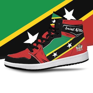 Saint Kitts and Nevis Flag High Tops, National Flag, St Kitts Flag Shoes, Saint Kitts, Saint Kitts and Nevis Flag Premium High Tops
