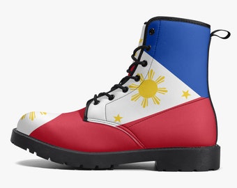 Philippines Flag Boots, National Flag, Philippines Flag, Faux Leather Boots, Philippines Flag Premium Outdoor Boots