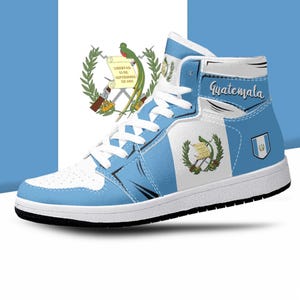 Zapatillas altas con la bandera de Guatemala, bandera nacional, Guatemala, zapatos con la bandera de Guatemala, zapatillas altas premium con la bandera de Guatemala
