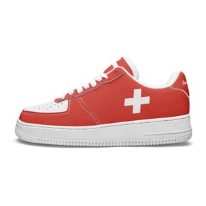 Chaussures drapeau suisse, drapeau national, cadeau Suisse, Suisse, baskets basses premium drapeau suisse