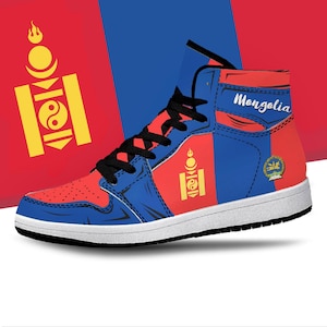 Mongolia Flag High Tops, National Flag, Mongolia Flag Shoes, Mongolian, Mongolia Flag Premium High Tops