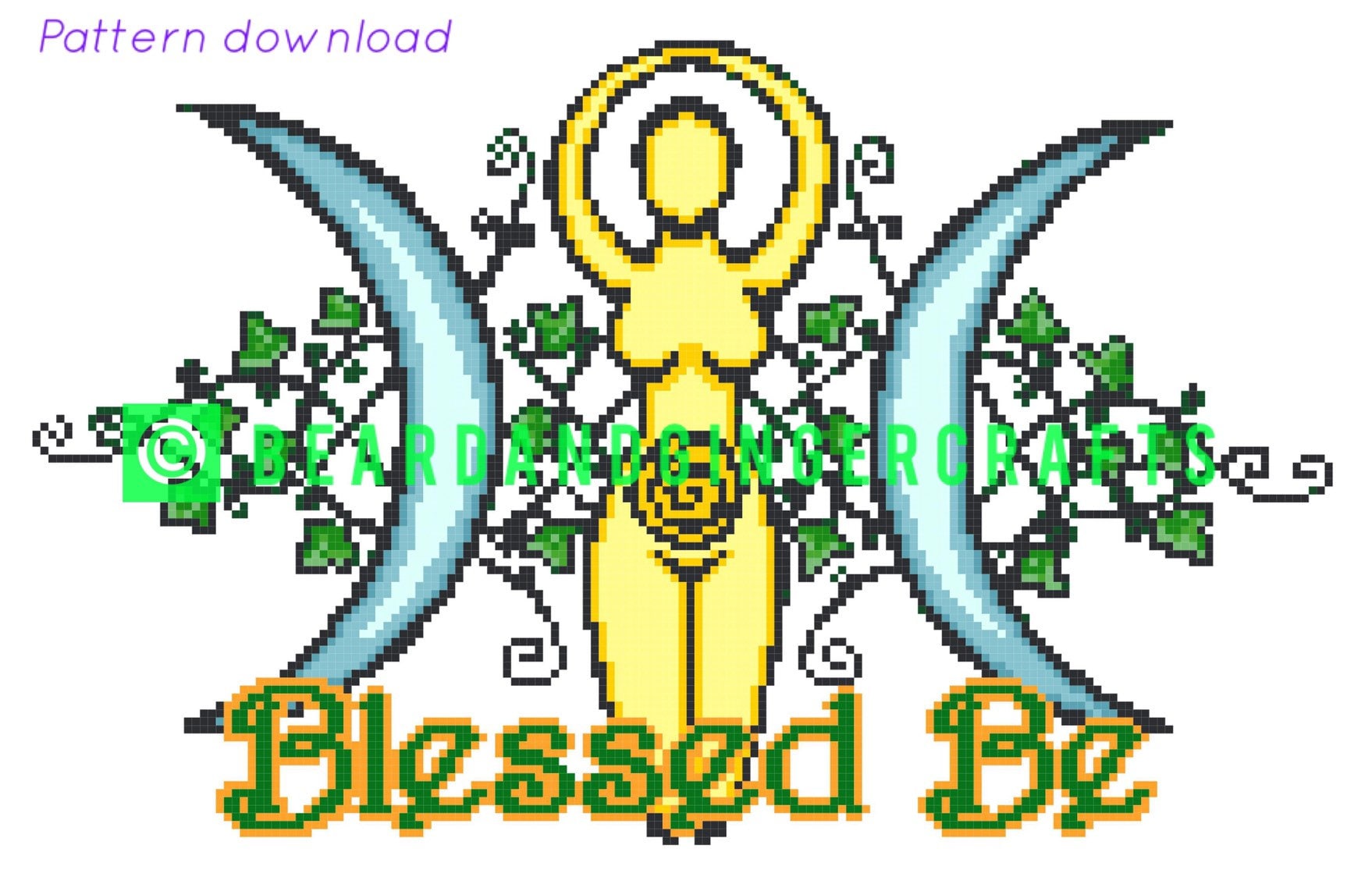 Pagan Goddess Blessed Be Cross Stitch Pattern - DIGITAL DOWNLOAD, Not a ...