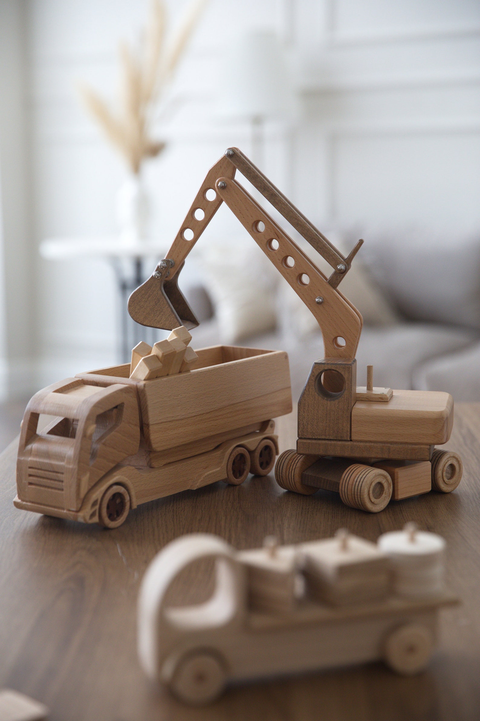 Wooden excavator. eco toys. Decor for children's room Etsy