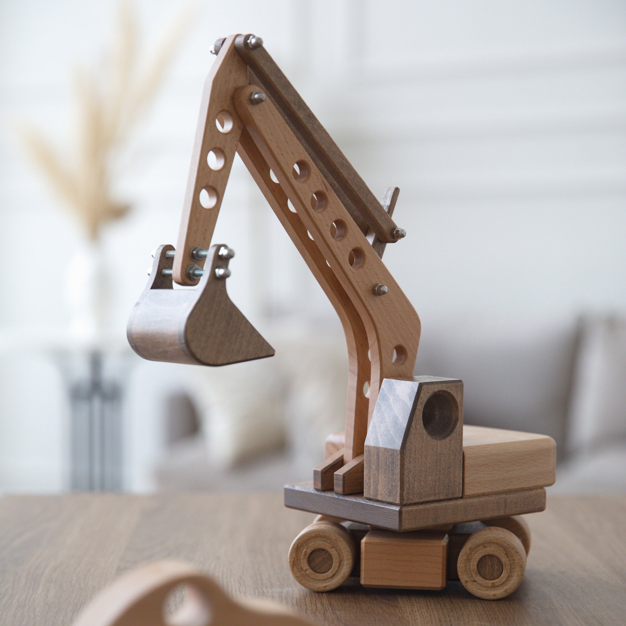 Wooden excavator car eco toys. Decor for children's room Etsy