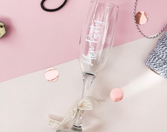 Personalised Hen party Champagne flutes | Bridesmaid gift ideas Personalised | Bridesmaid Proposal gift | Wedding Glass | Wedding mementos