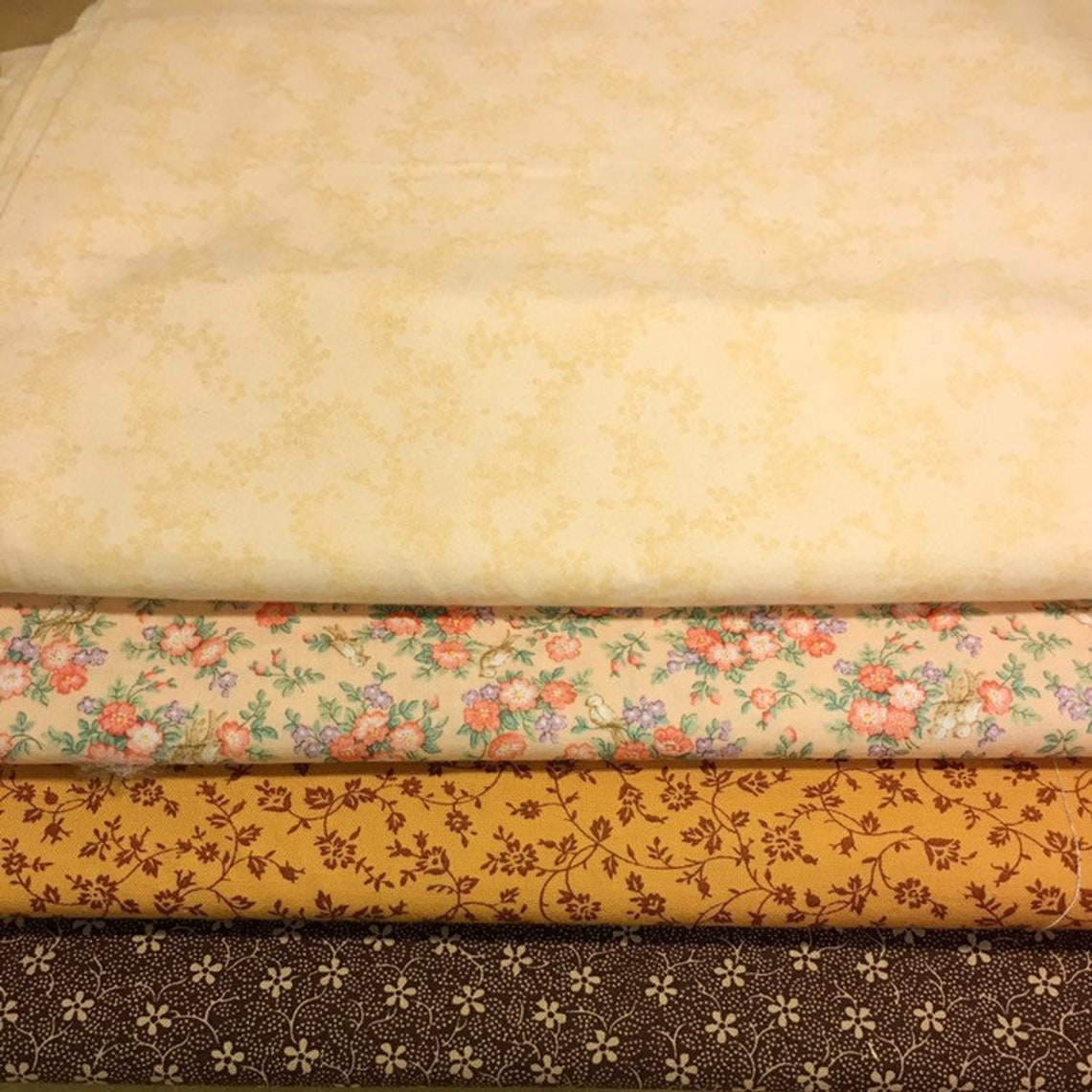 Vintage fabric scraps for sale Brown /yellow Etsy