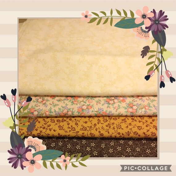 Vintage Fabric Scraps for Sale Brown /yellow Etsy