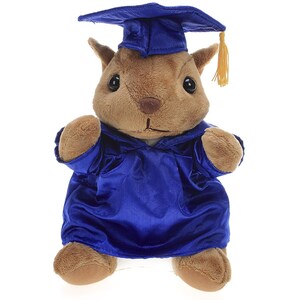 12 Inch Graduation Squirrel Stuffed Animal Toys for Graduation Day, Personalized Text, Name or Your School Logo on Gown Royal