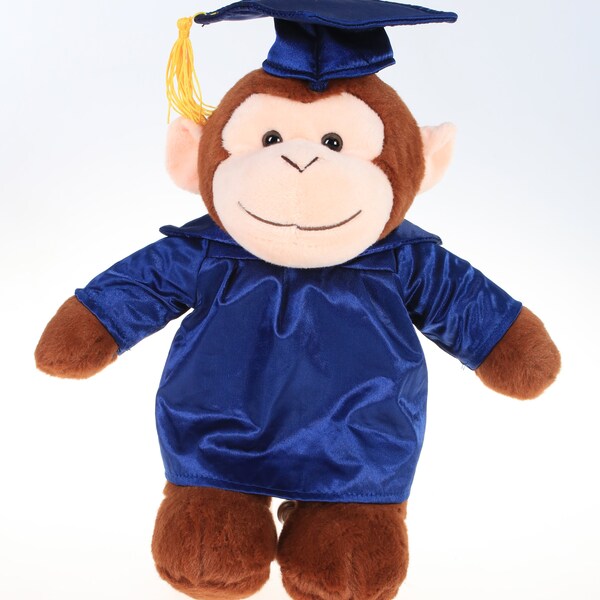 12 Inch Graduation Monkey Stuffed Animal Toys for Graduation Day, Personalized Text, Name or Your School Logo on Gown