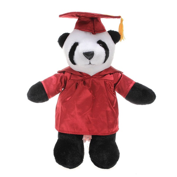 8'' Graduation Panda Plush Stuffed Animal Toys with Cap and Personalized for Graduation Day, Personalized Text, Name or School Logo on Gown