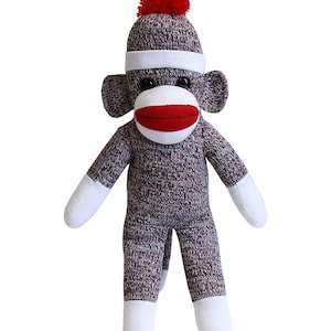 16 Inch Hand Knitted Yarn Original Traditional Stuffed Animal Plush Toys Sock Monkey for Birthday Valentien Day