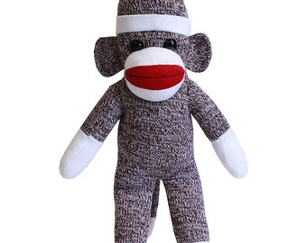 16 Inch Hand Knitted Yarn Original Traditional Stuffed Animal Plush Toys Sock Monkey for Birthday Valentien Day