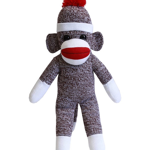 16 Inch Hand Knitted Yarn Original Traditional Stuffed Animal Plush Toys Sock Monkey for Birthday Valentien Day