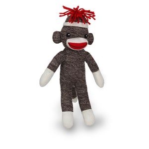 8 Inches Hand Knitted Original Traditional Stuffed Animal Plush Toys Sock Monkey for Birthday, New Born, Graduation