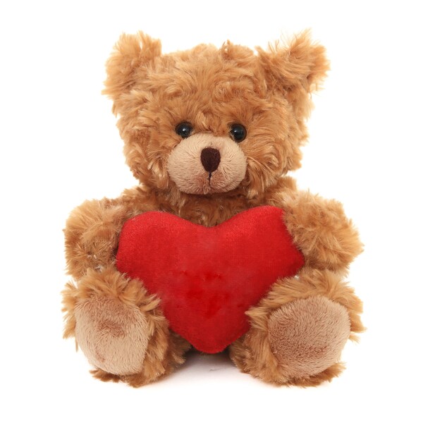 Plush mocha teddy bear stuffed animal plush toys with customize message on  embroidered heart for valentine day 6''