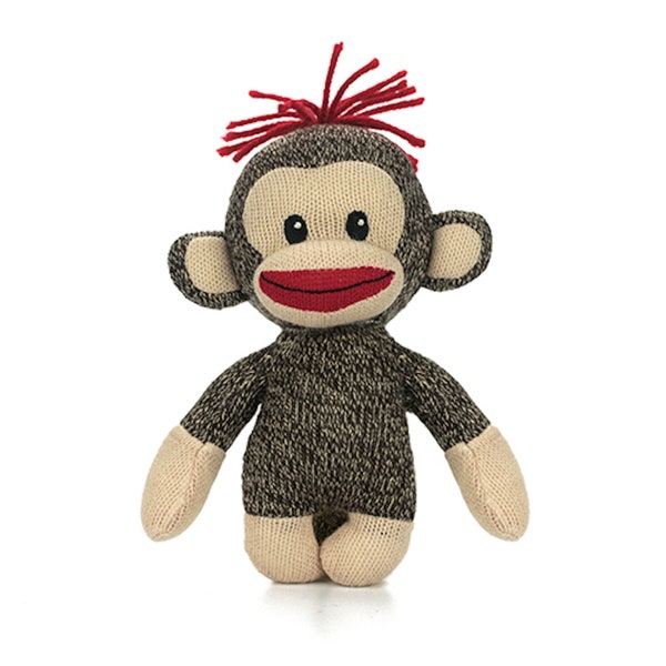 Curioso 6 Inch Brown Knitted Yarn Sock Monkey Stuffed Animal Plush Toy Gifts for Birthday, Graduation, Valentine