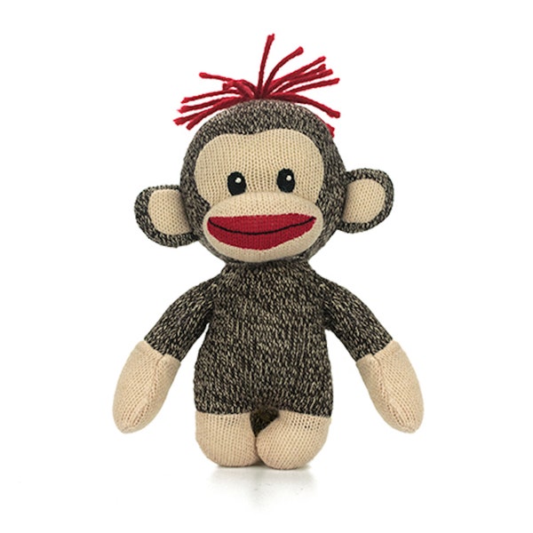 Plushland Plush Curioso Brown Sock Monkey, Hand Knitted Stuffed Animal, 6 Inches, Kids Gift, Model 08000