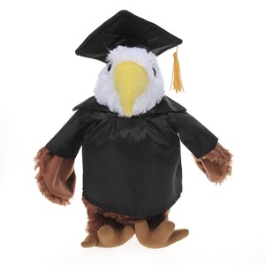 12 Inch Graduation Eagle Stuffed Animal Toys for Graduation Day, Personalized Text, Name or Your School Logo on Gown