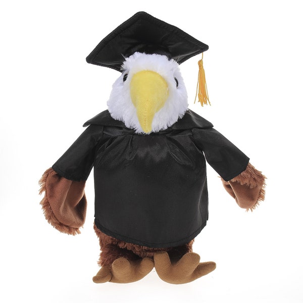 12 Inch Graduation Eagle Stuffed Animal Toys for Graduation Day, Personalized Text, Name or Your School Logo on Gown