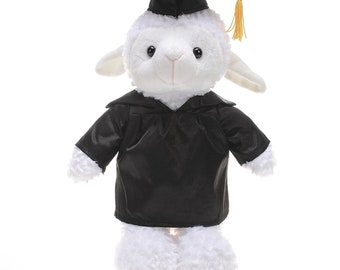12 Inch Graduation Sheep Stuffed Animal Toys for Graduation Day, Personalized Text, Name or Your School Logo on Gown