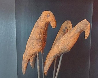 Primitive Black Crow On A Stick Decoration
