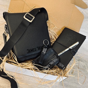 Personalized Vegan Leather Gift Box for Men: Travel Set