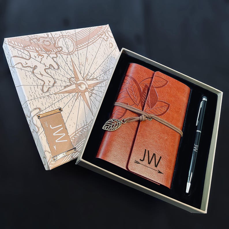 PERSONALIZED Vegan Leather Journal Gift Set With Touchscreen Pen