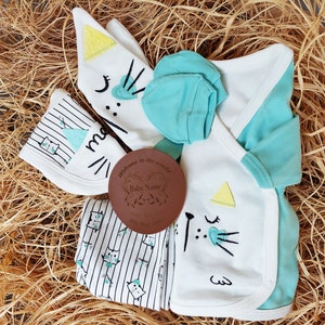 Zestaw prezentowy dla noworodka (6 sztuk) / Spersonalizowany prezent na baby shower dla niemowląt / Prezent dla noworodka / Welcome Baby Git