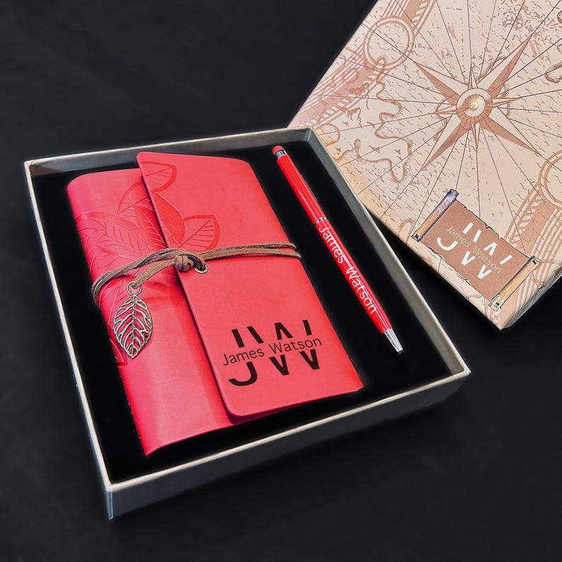PERSONALIZED Vegan Leather Journal Gift Set With Touchscreen Pen