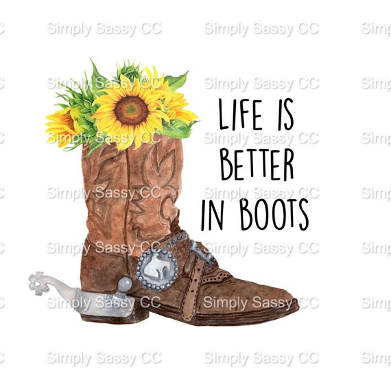 cowboy boots and sunflowers