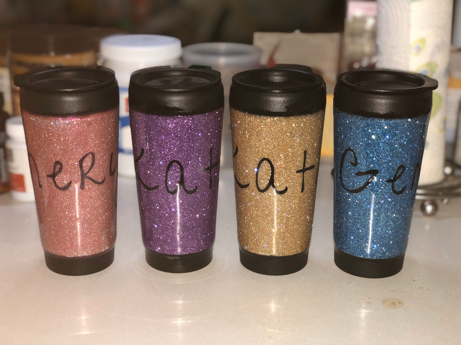 Tumblers personalizados de acero inoxidable recubiertos de Etsy