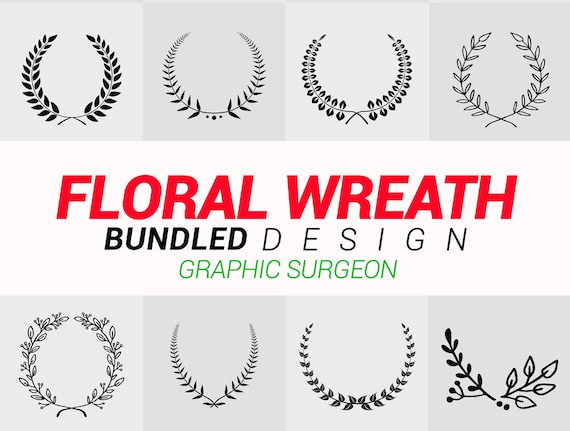 Download Floral Wreath Svg Bundled Design Laurel Wreath Vector Svg Cut Etsy