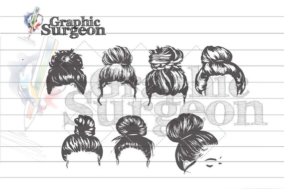 Messy Hair Ban Vector Set Hair Collection Svg Clipart Etsy