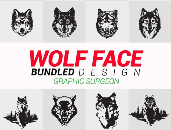 Wolf Face Vector Svg Clipart Sillhouette Bundle Designhand Etsy Wolf Face Vector Svg Clipart Sillhouette Bundle Designhand Etsy