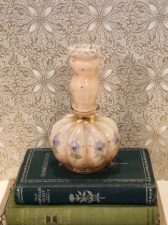 Fenton Charleton Glass Hand Painted Ruffled Edge Vase Fenton Etsy