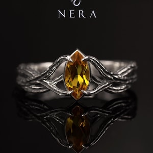 Citrine Dragon Ring: 925 Sterling Silver Fantasy Jewelry