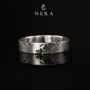 Molten ring, Textured ring, Organic ring, Wedding band ring, Anniversary ring, Viking rings, Rustic engagement ring, Rustic silver, Nera