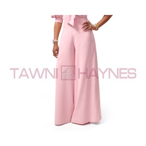 High Waist Crepe Wide-Leg Slacks