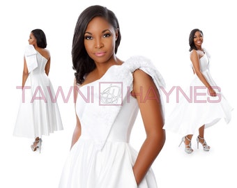 Asymmetrical One Shoulder Bow Gown