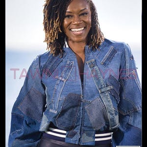 One-of-a-Kind Handmade Upcycled Patchwork Deconstructed Denim Bomber Jacket – Oversized, Loose Fit, Unique Blue Jean Outerwear for Women