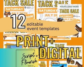 Tack Sale Fundraiser Digital Bundle | Horse Event Templates, Canva Editable Flyers, Social Media, Posters, Reels Cover