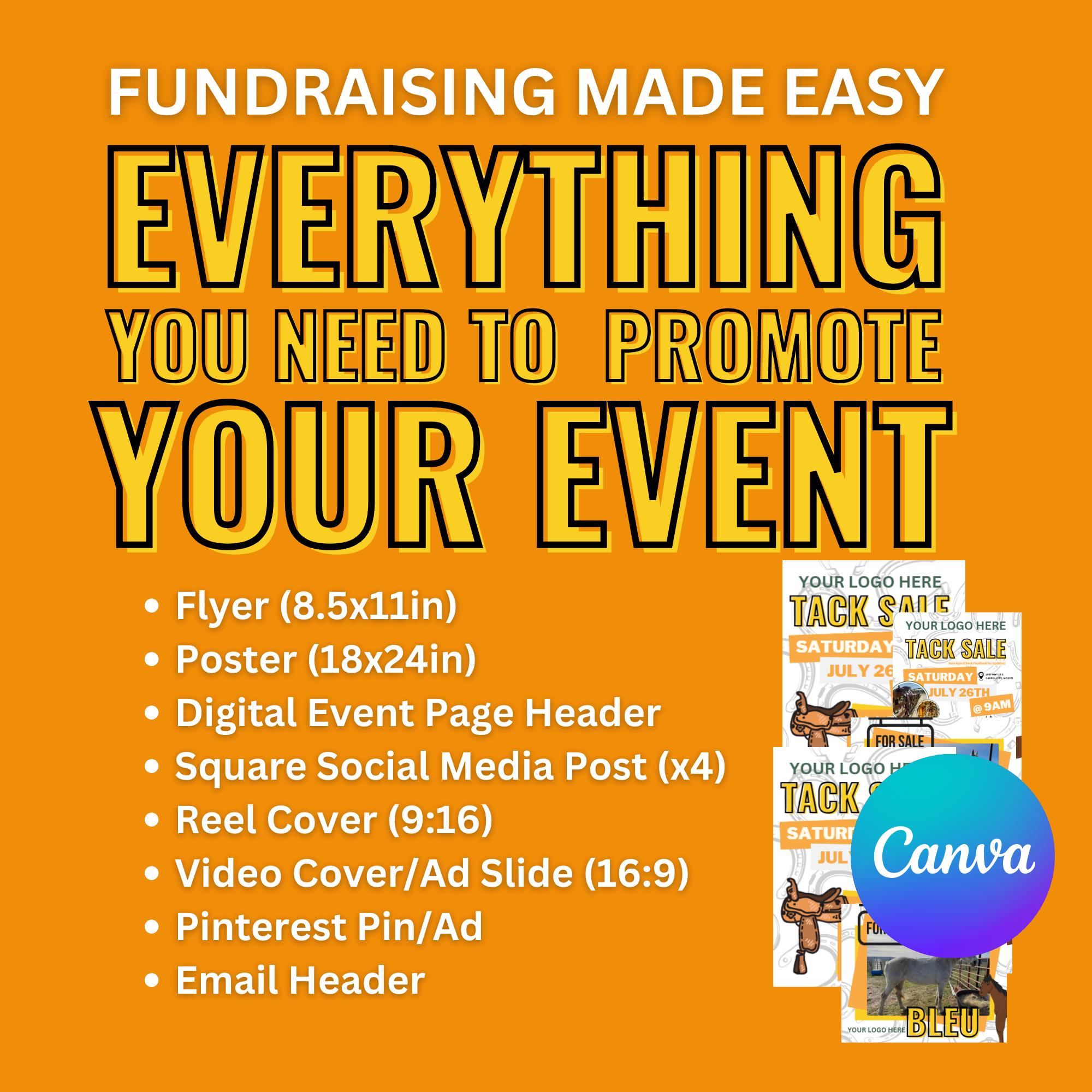 Events Tacks Tack Sale Fundraiser Digital Bundle | Horse Event Templates, Canva ...