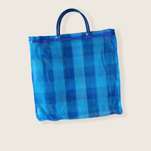 Medium Mexican Plastic Tote Beach Bag 14.5 x 15 in | Market Bag | boho chic | mesh beach bag | colorful | reusable plastic bag | beach style