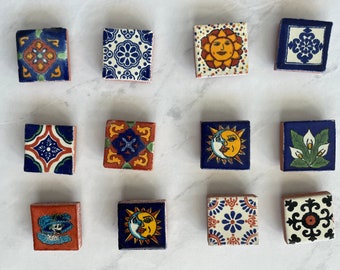 Mexican Tile Magnets | Fridge Magnets | Creative Magnets | Artisan Hand Painted Fridge Pottery | Colorful Mexican Art | Talavera Ceramic