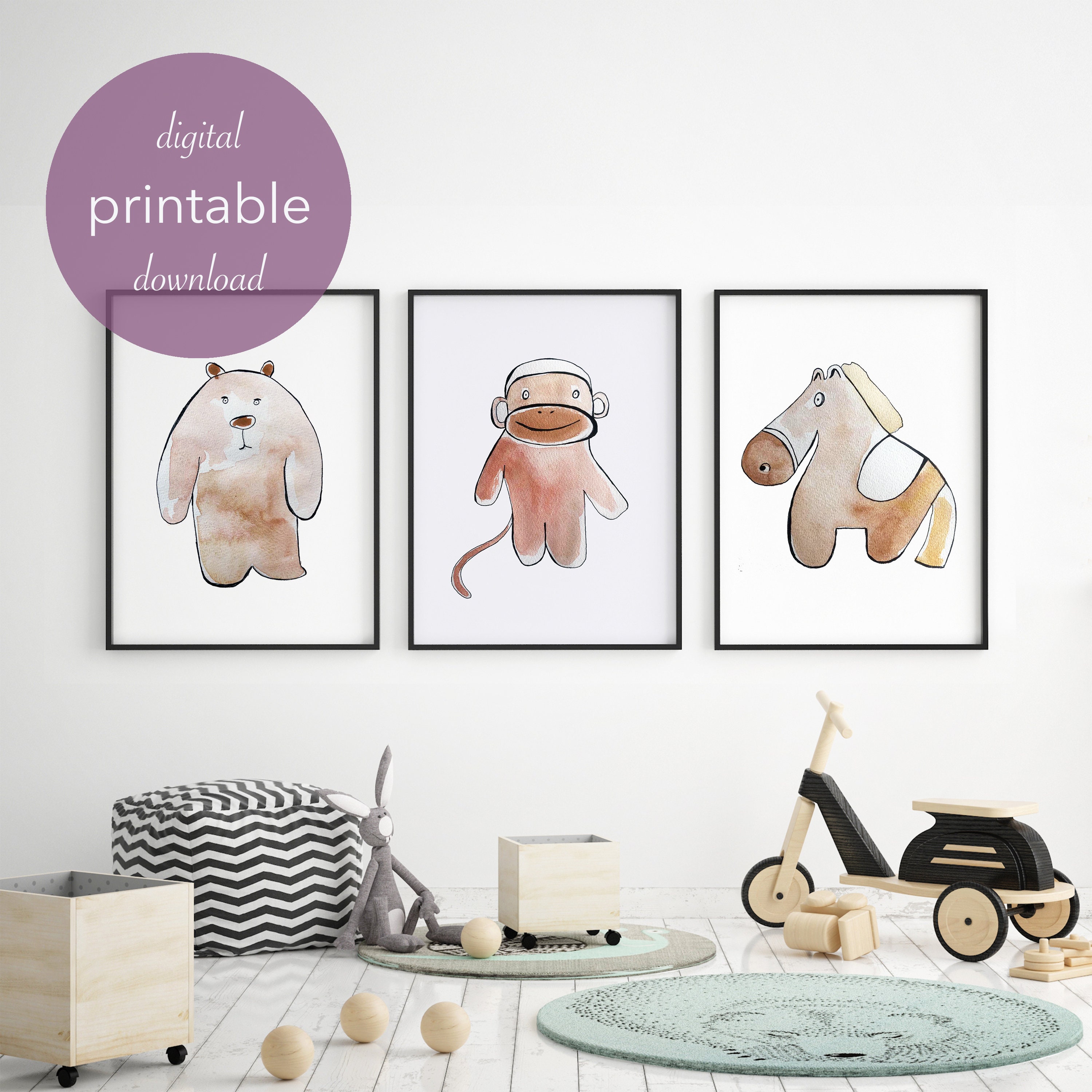 3 Poster Nursery Printable nursery decor kid room wall Etsy