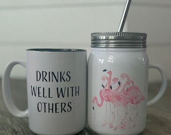 Drinks Well With Others - Flamingo Cup / Mug