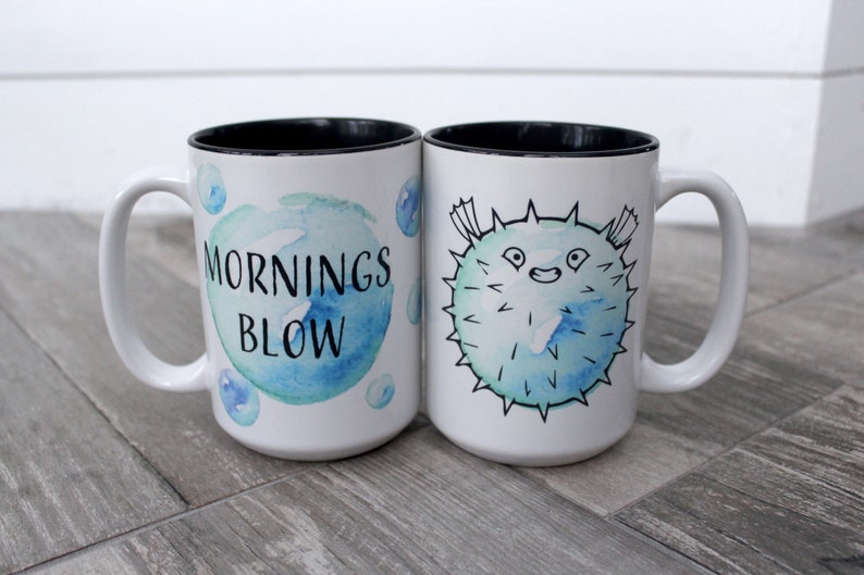 Mornings Blow Blowfish Mug image 1