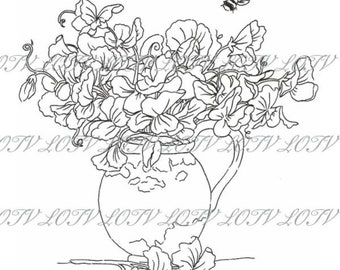 Sweet Peas Unmounted Rubber Stamp