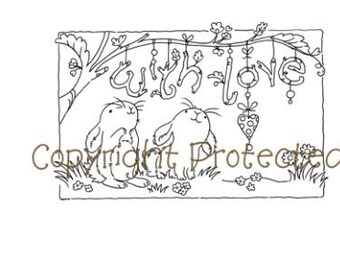 Bunnies with Love Unmounted Rubber Stamp