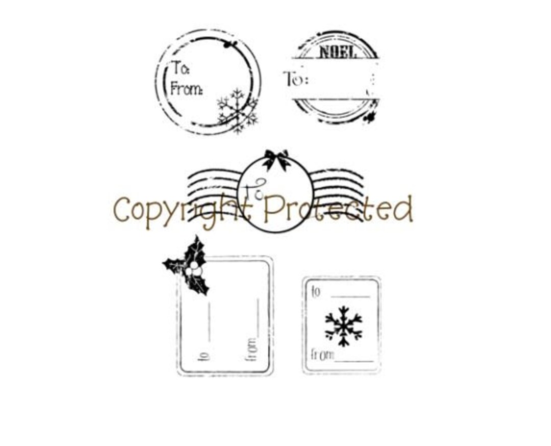Christmas Postage Labels Unmounted Rubber Stamp Etsy